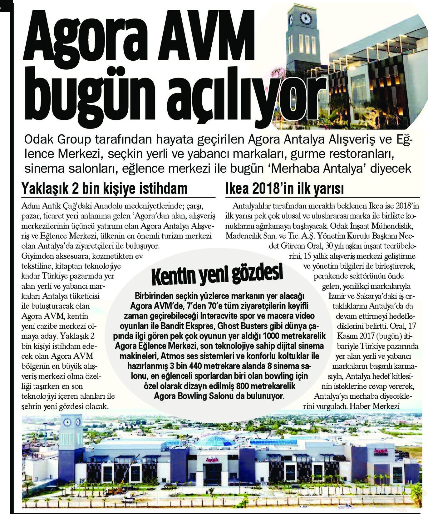 AGORA AVM BUGÜN AÇILIYOR!