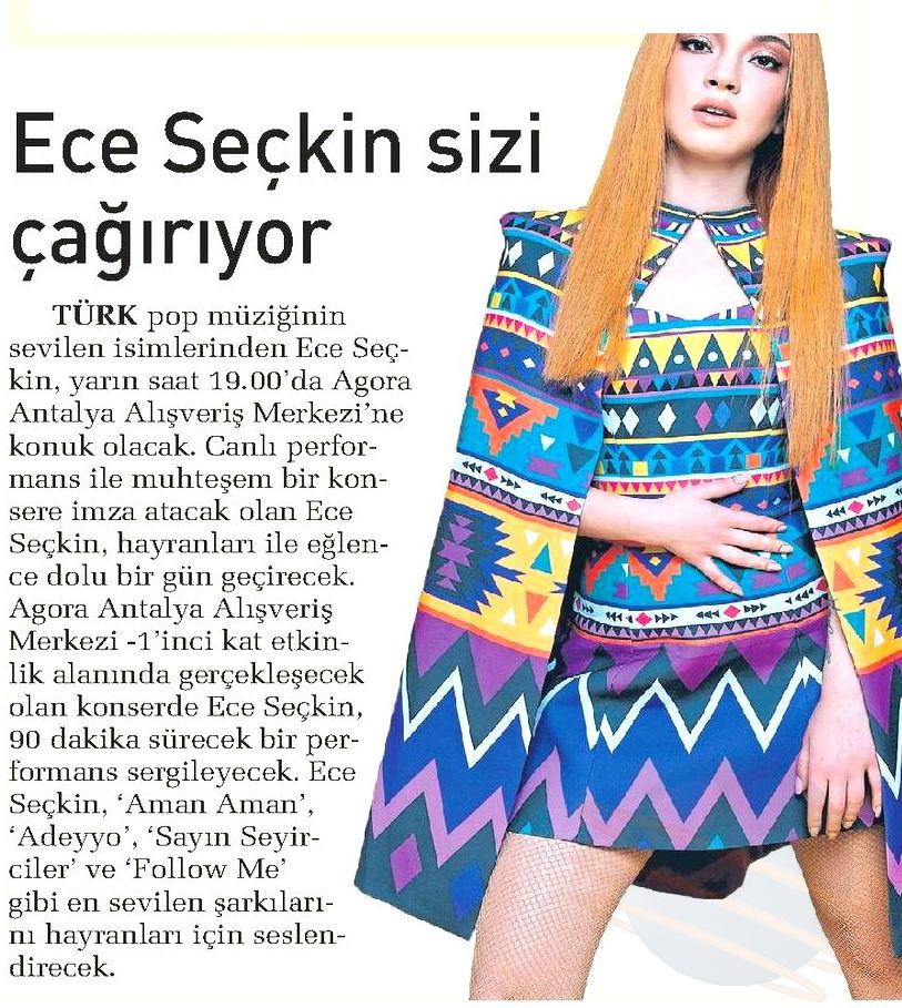 ECE SEÇKİN MUHTEŞEM SAHNE ŞOVU İLE AGORA AVM'DE!